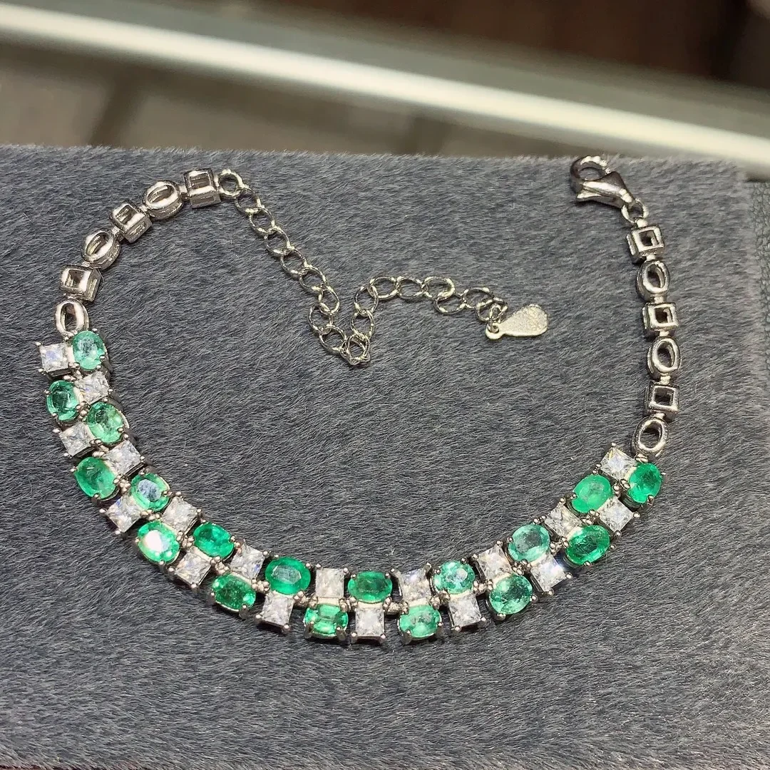 925 Hõbe Emerald looduslik Pärl käevõru luksus naiste ehted Naiste vaba shipping Jõulud naiste käevõru boutique Pilt 0