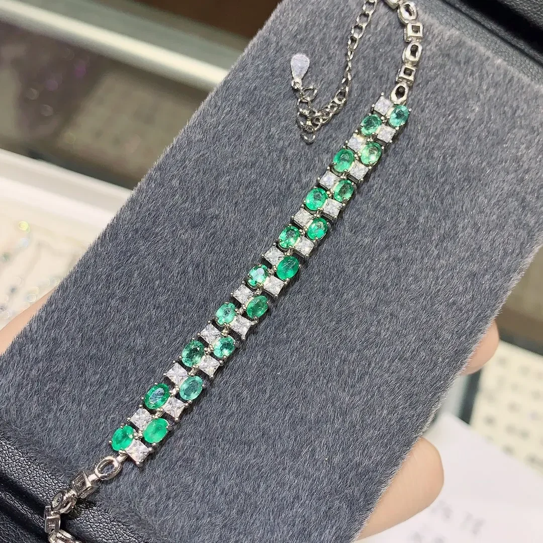 925 Hõbe Emerald looduslik Pärl käevõru luksus naiste ehted Naiste vaba shipping Jõulud naiste käevõru boutique Pilt 1
