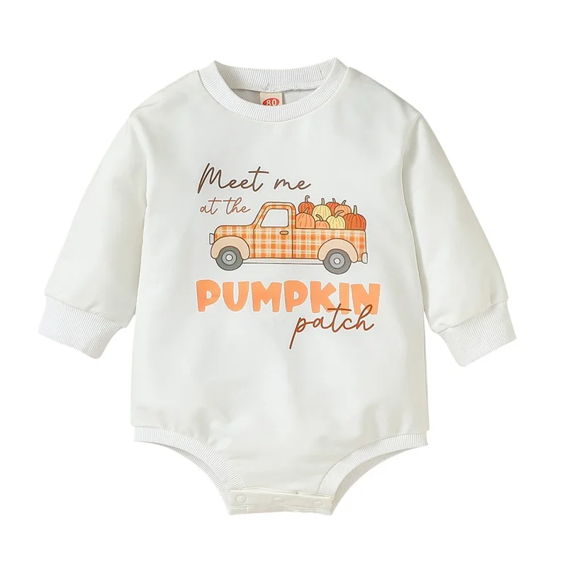 Baby Tüdrukud, Pikk Varrukas Sipukad Imiku Halloween Pumpkin Prindi ümber Kaela Bodysuit Vastsündinud Jumpsuits Talvel Pilt 0