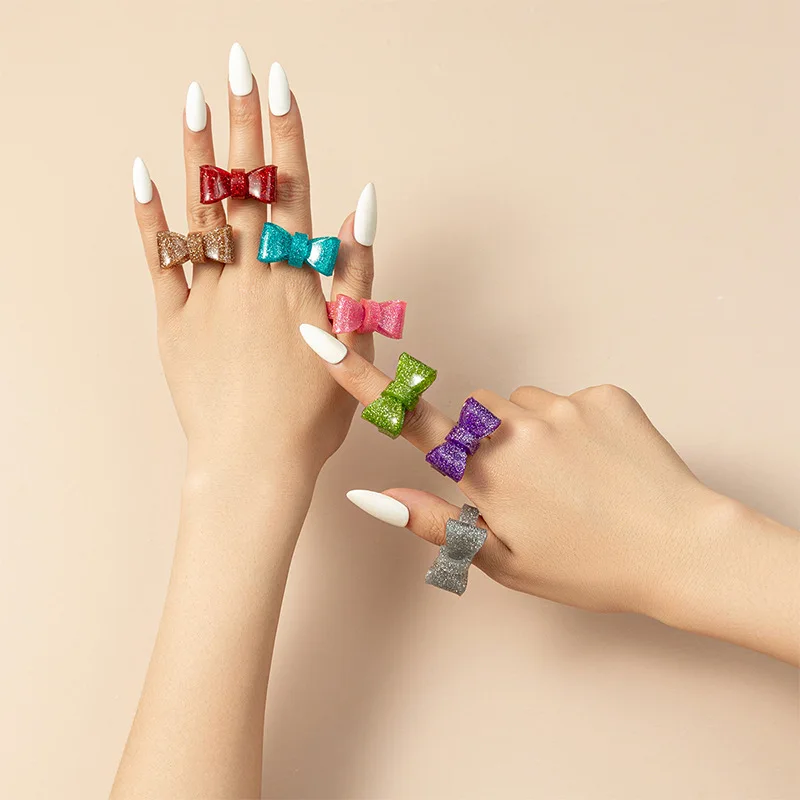 KADRUFI Y2K Candy Värvi peep varba kingad Vibu-sõlm sõrmustes Naiste Tüdruk Kpop korea Fashion Avamine Reguleeritav Rõngas anillos Ehted Kingitus Pilt 1