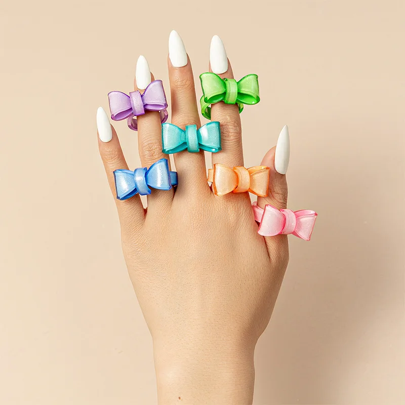 KADRUFI Y2K Candy Värvi peep varba kingad Vibu-sõlm sõrmustes Naiste Tüdruk Kpop korea Fashion Avamine Reguleeritav Rõngas anillos Ehted Kingitus Pilt 2