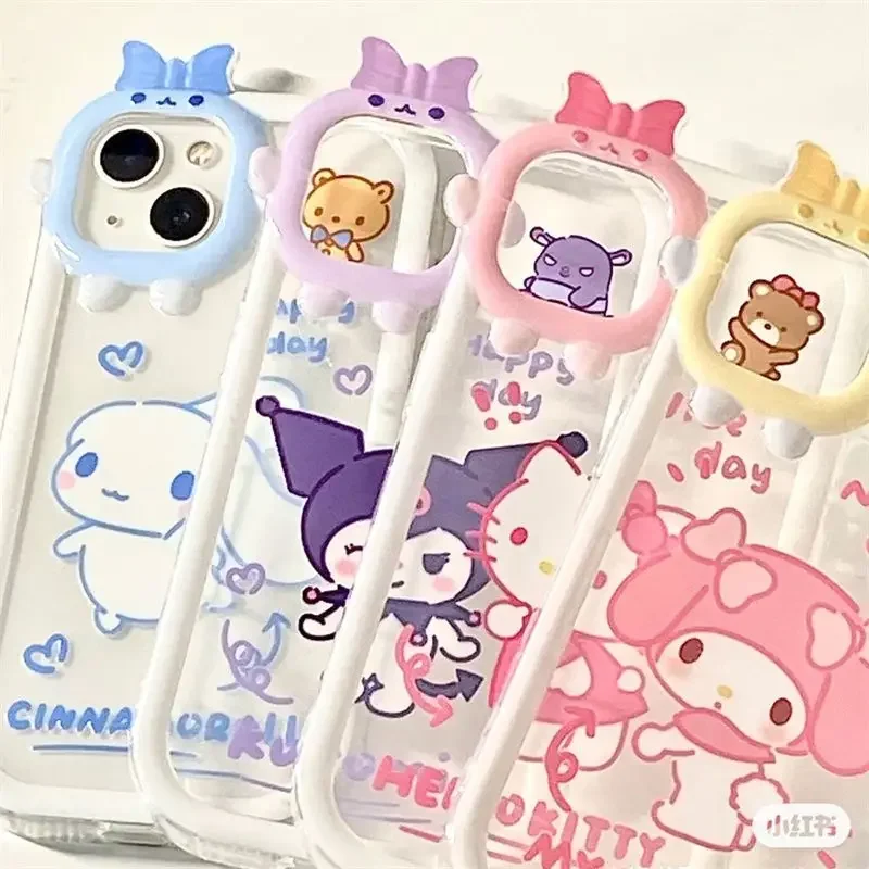 Kawaii Hello Kitty Sanrio Telefoni Juhul Anime IPhone 15 14 13 12 11 Pro Max Kõrge Näo Väärtus Cinnamoroll Jõulukink Pilt 0