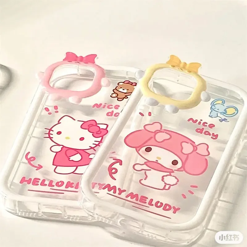 Kawaii Hello Kitty Sanrio Telefoni Juhul Anime IPhone 15 14 13 12 11 Pro Max Kõrge Näo Väärtus Cinnamoroll Jõulukink Pilt 5
