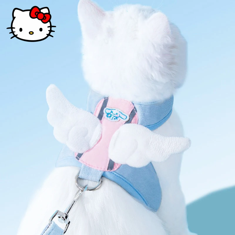 Kawaii Sanrio Cinnamoroll Pet Riided Cute Cartoon Sügisel ja Talvel, Ingel Tiivad koos rihma otsas, Kass ja Koer Anti Kadumas Pet Vest Pilt 0