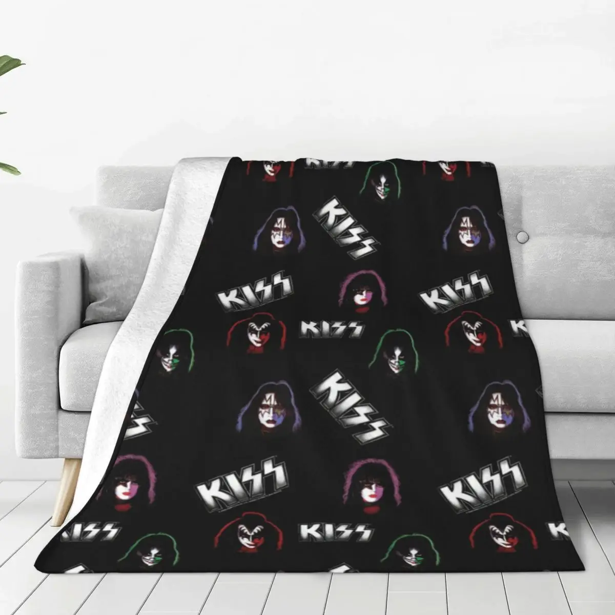 Kiss Band Nägu Lapp Tekid Kvaliteediga Pehme Vastupidav Kiss Muusika Viska Tekk Talve Telkimine Magamistuba Uudsus Bedspread Pilt 1