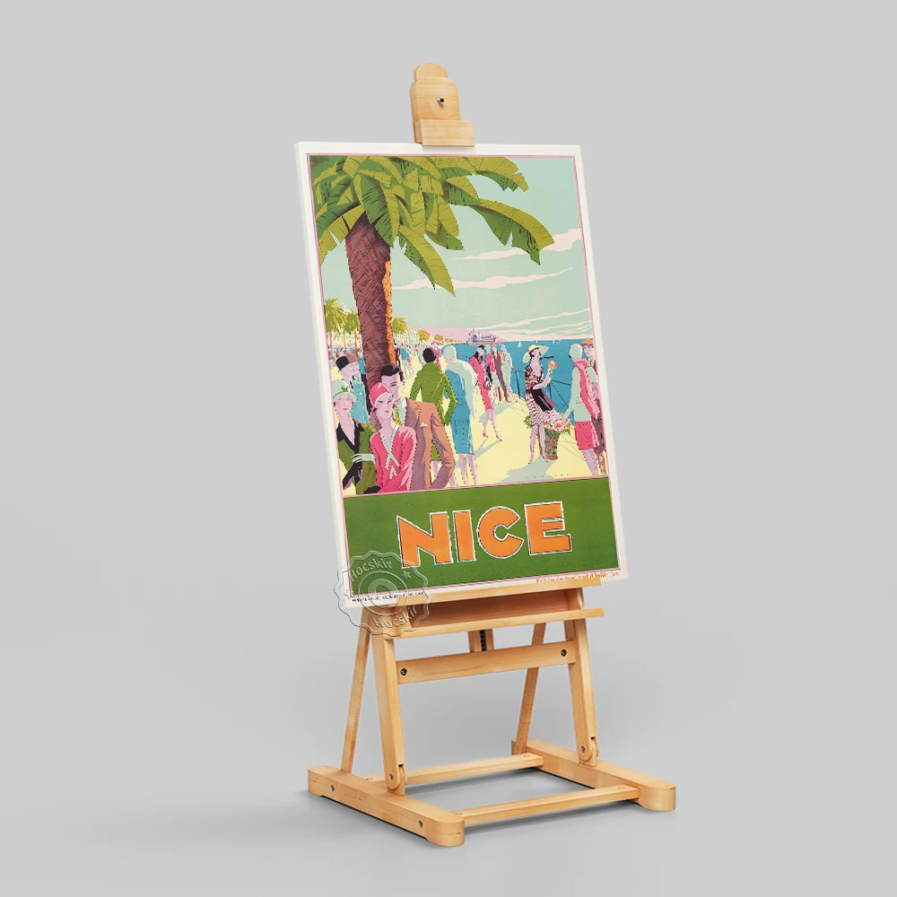 Nizza On Prantsuse Riviera Reisi Plakat, Maailma Turism Mereäärne Maastik Rahvahulgad Lõuendile Maali, Vintage Art Home Decor Suveniiride Idee Pilt 2