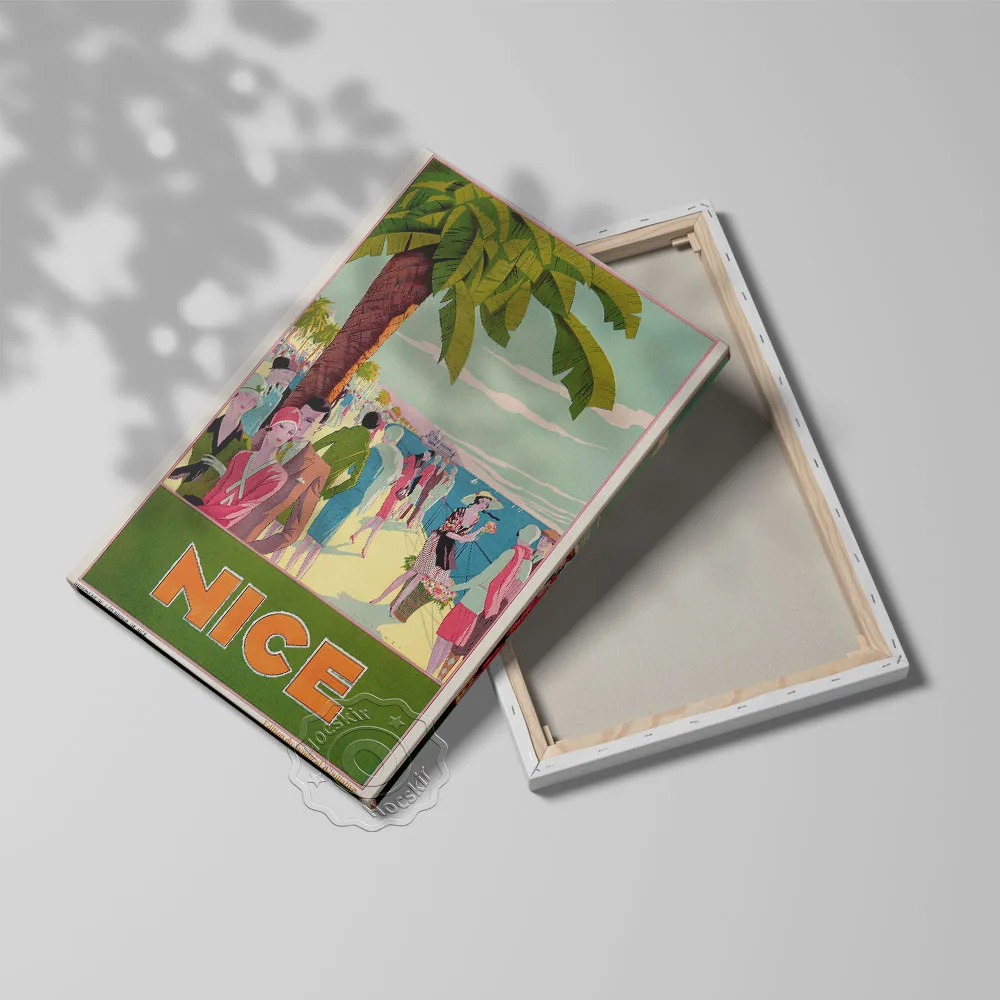 Nizza On Prantsuse Riviera Reisi Plakat, Maailma Turism Mereäärne Maastik Rahvahulgad Lõuendile Maali, Vintage Art Home Decor Suveniiride Idee Pilt 3