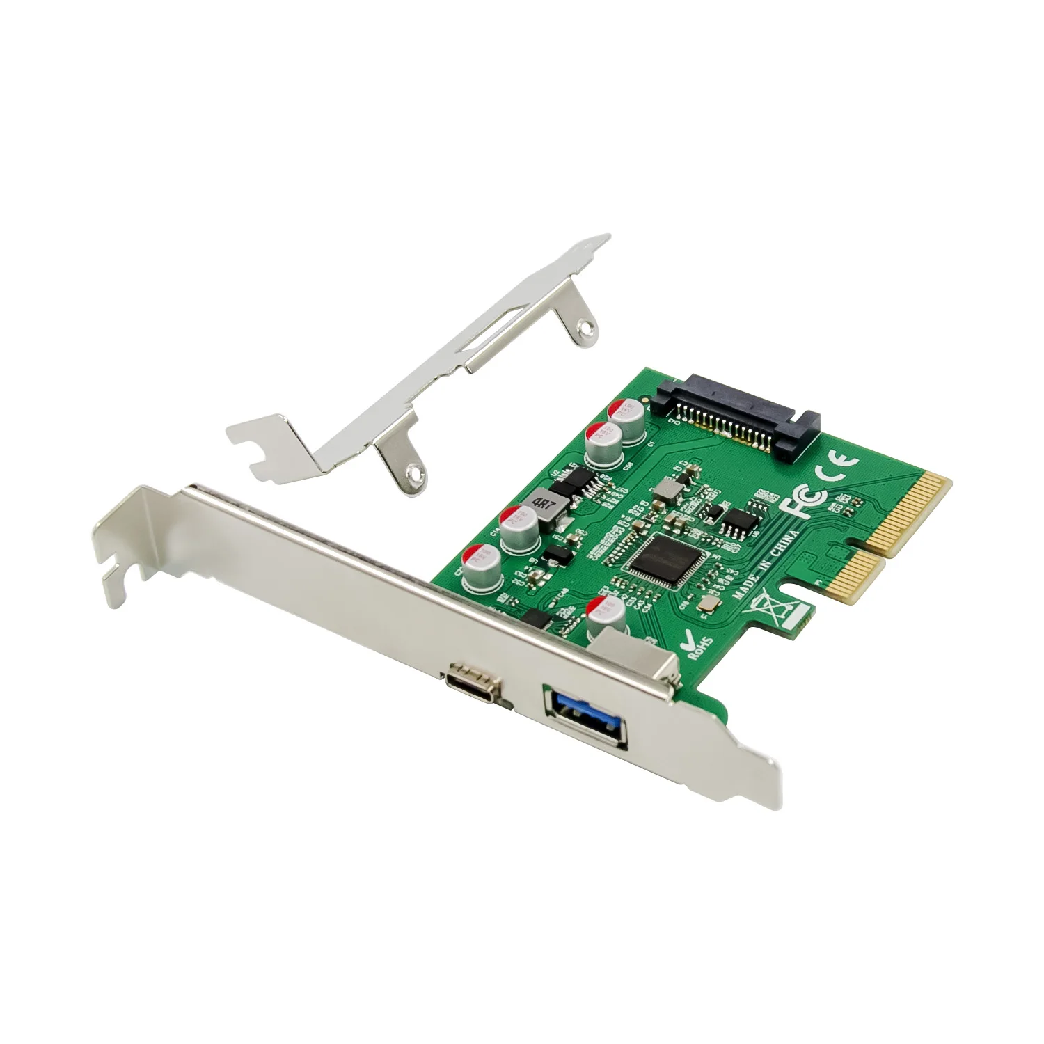 PCIe USB-3.1 Tüüp A + C Tüüpi laienduskaardi 10Gbps ASMedia ASM1142 Pilt 2