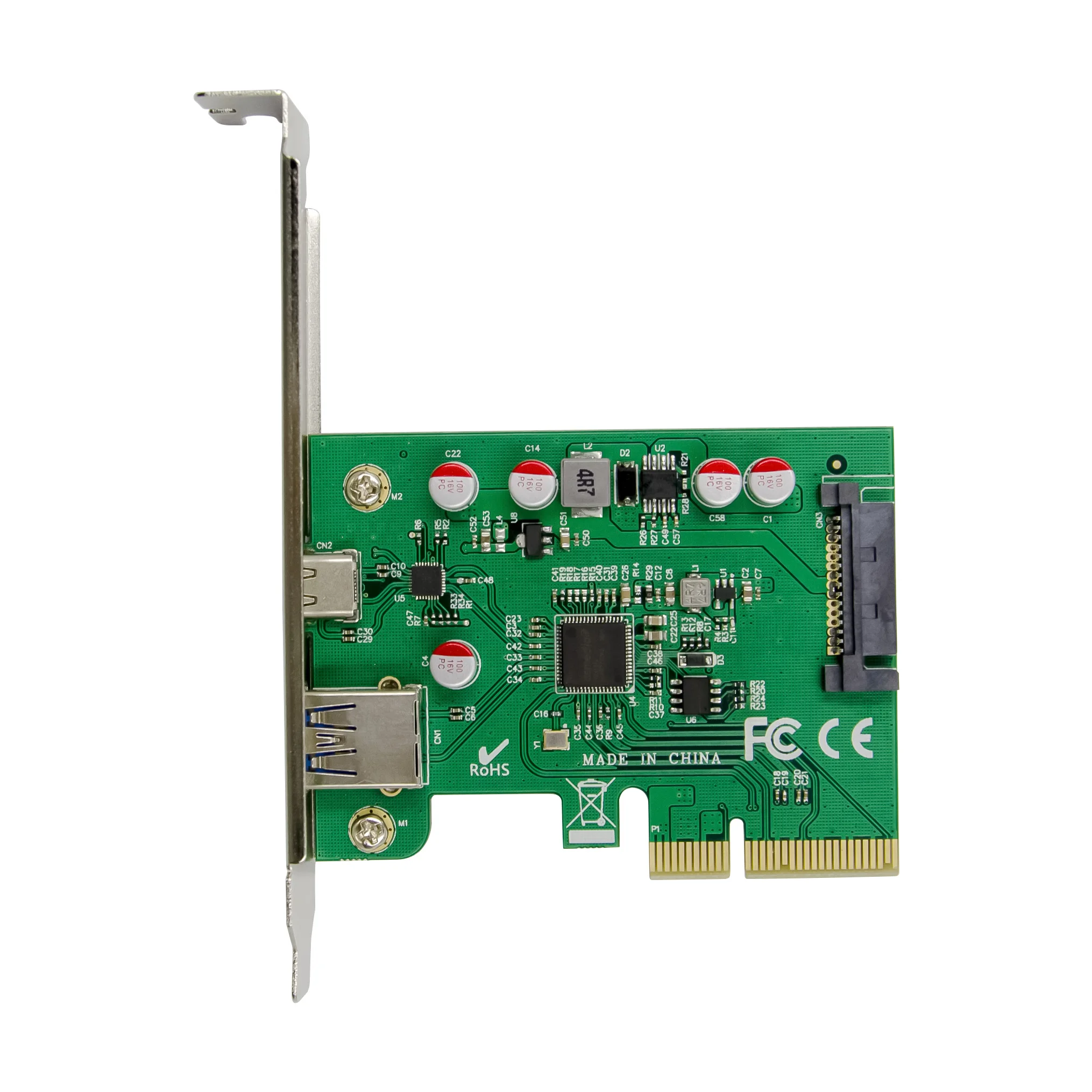 PCIe USB-3.1 Tüüp A + C Tüüpi laienduskaardi 10Gbps ASMedia ASM1142 Pilt 3