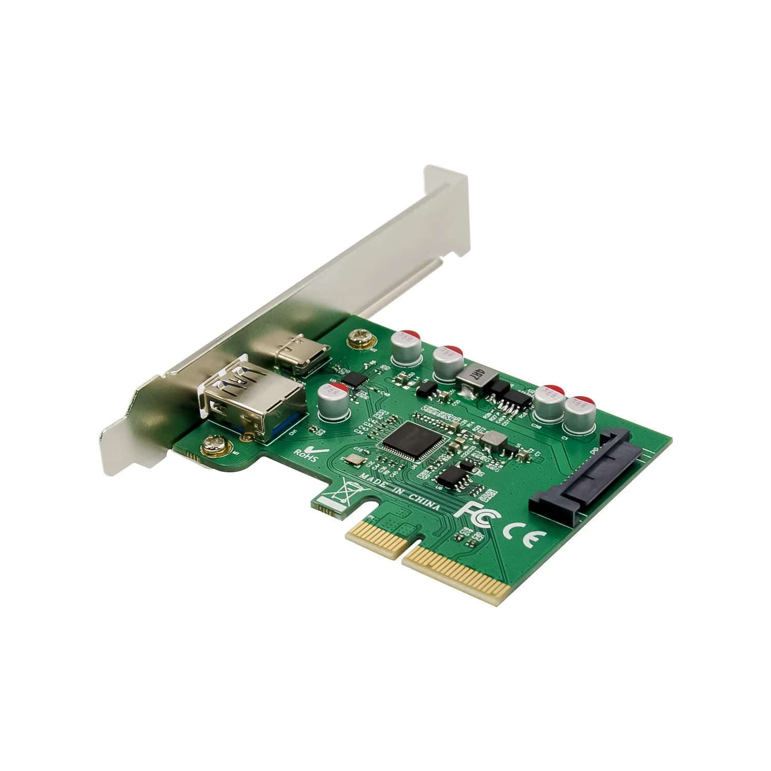 PCIe USB-3.1 Tüüp A + C Tüüpi laienduskaardi 10Gbps ASMedia ASM1142 Pilt 5