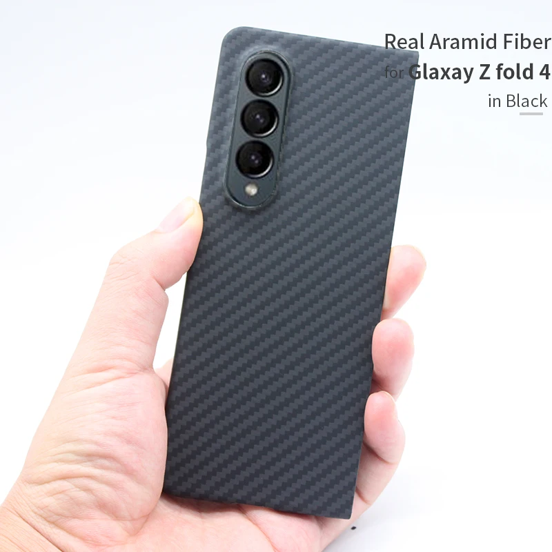 Süsinikkiust Samsung Galaxy Z Murra 4 Juhul kogu Keha Katab Aramiid Kiud Ultra-Õhuke Põrutuskindel Pretective Telefoni Juhul, Must Pilt 0