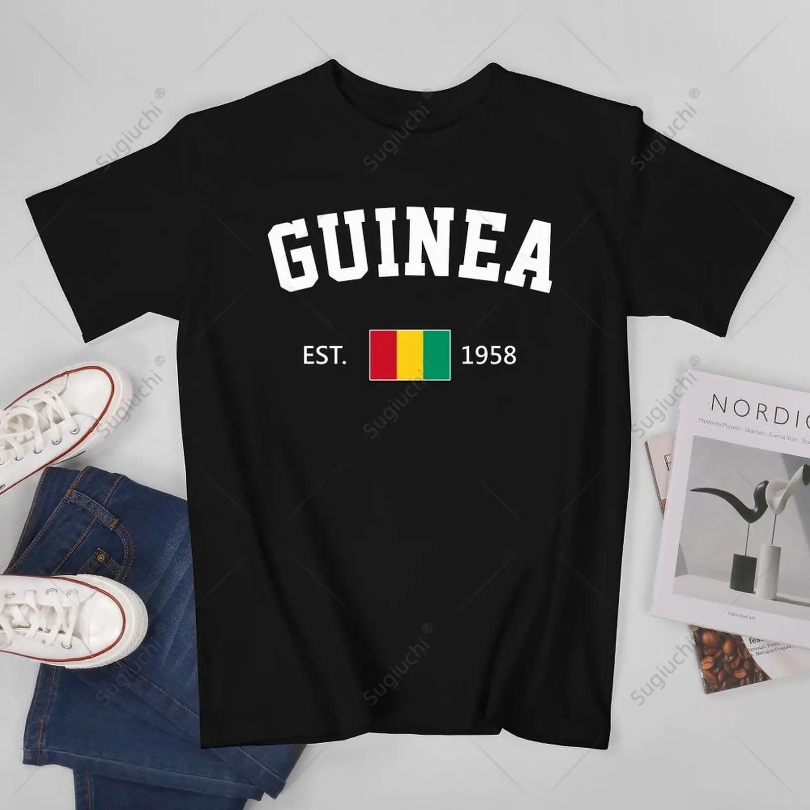 Unisex Meeste Guinea EST.1958. Aasta Iseseisvuspäeva Tshirt Tees T-Särgid Naistele, Poistele 100% Puuvillast T-Särk Pilt 0