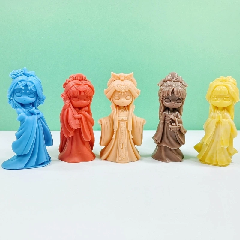 Vana-Nukud Silikoon Hallituse 3D Tüdruk Krohv Seep Vaik Hallituse DIY Šokolaadi Kook Küpsetamine Vahend Home Decor Pilt 4